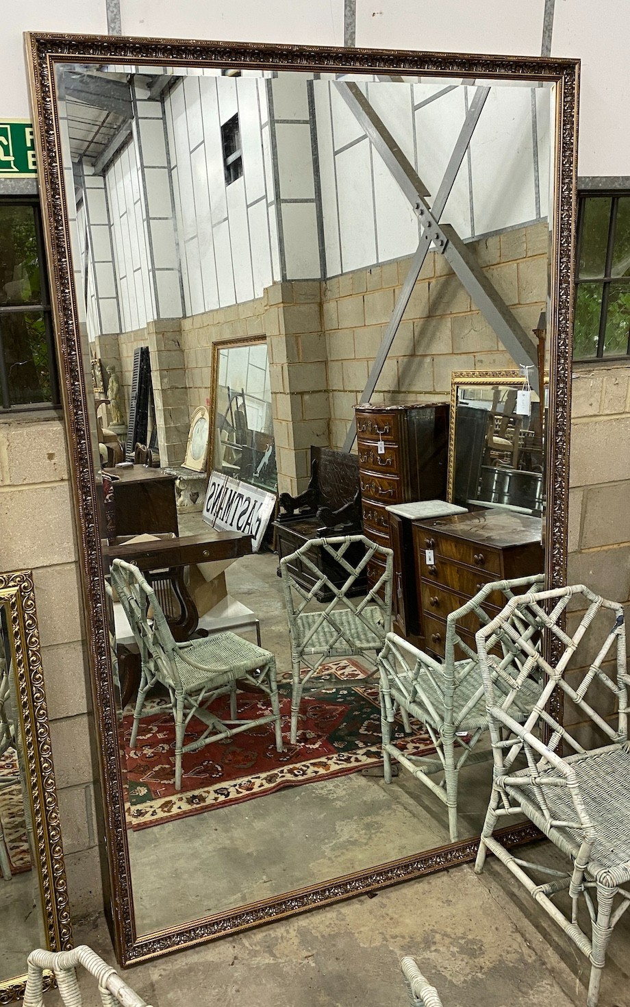 A large Victorian style gilt frame wall mirror with bevelled plate, width 152cm height 244cm